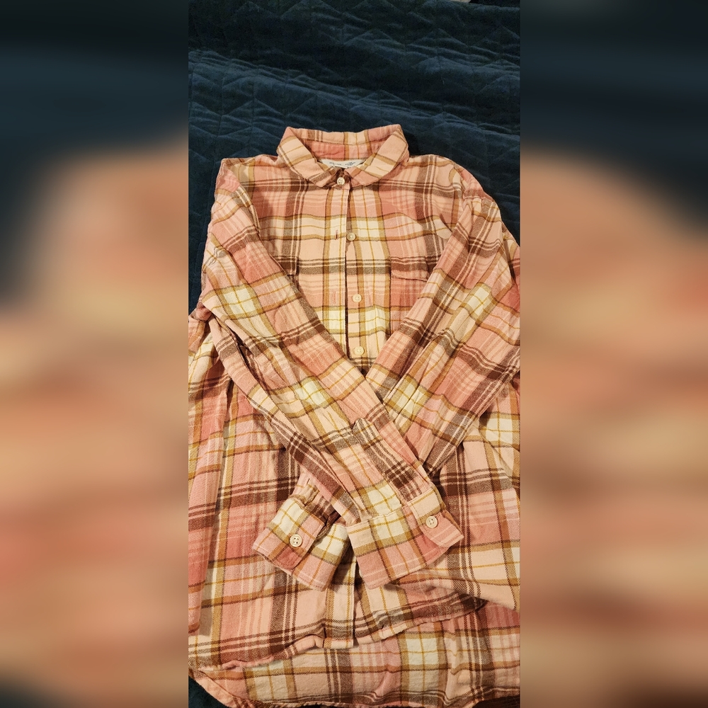 Pink Plaid Button-Up Shirt